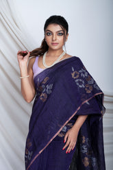 Linen Vidya Balan Jamdani In purple Colour